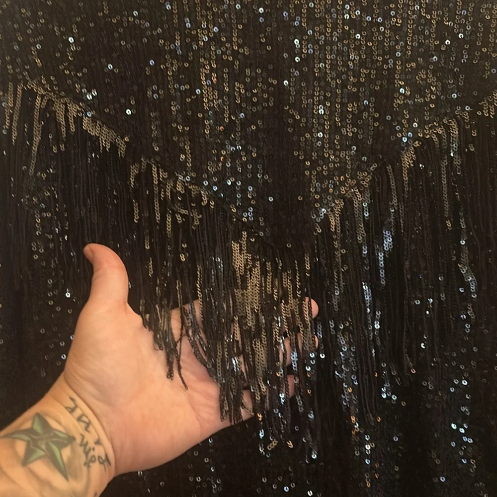 BUCKLE Blue B collection MEDIUM Sequin fringe western shirt.BELT SOLD SEPARATELY - Picture 7 of 14